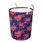 Rose Pansy Floral Flower Pattern Print Round Laundry Basket