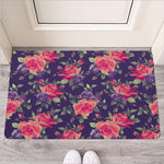 Rose Pansy Floral Flower Pattern Print Rubber Doormat