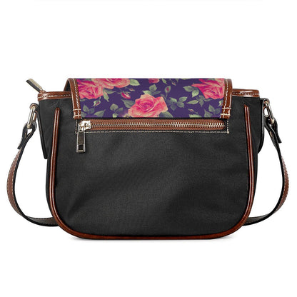 Rose Pansy Floral Flower Pattern Print Saddle Bag