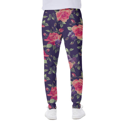 Rose Pansy Floral Flower Pattern Print Scuba Joggers