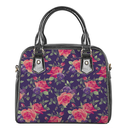Rose Pansy Floral Flower Pattern Print Shoulder Handbag