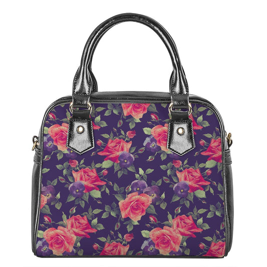 Rose Pansy Floral Flower Pattern Print Shoulder Handbag