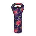 Rose Pansy Floral Flower Pattern Print Single Neoprene Wine Tote