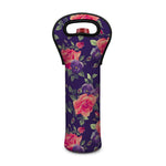 Rose Pansy Floral Flower Pattern Print Single Neoprene Wine Tote