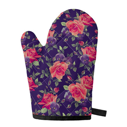 Rose Pansy Floral Flower Pattern Print Single Oven Mitt