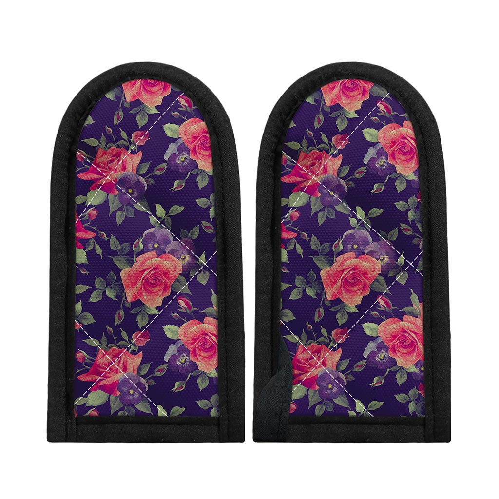 Rose Pansy Floral Flower Pattern Print Skillet Handle Cover