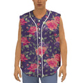 Rose Pansy Floral Flower Pattern Print Sleeveless Baseball Jersey