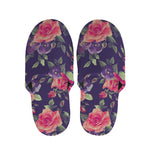Rose Pansy Floral Flower Pattern Print Slippers