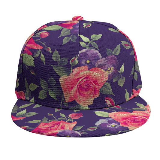 Rose Pansy Floral Flower Pattern Print Snapback Cap