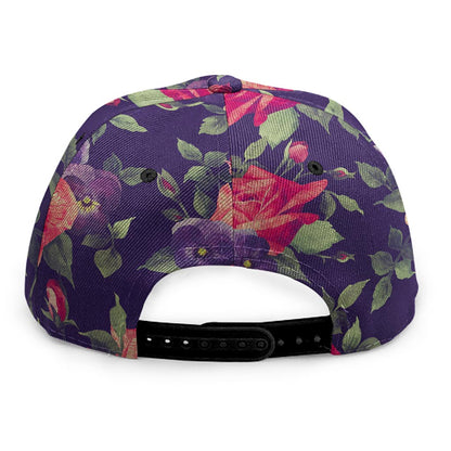 Rose Pansy Floral Flower Pattern Print Snapback Cap