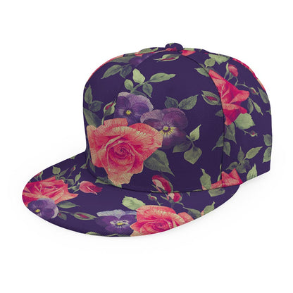 Rose Pansy Floral Flower Pattern Print Snapback Cap