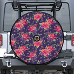 Rose Pansy Floral Flower Pattern Print Tire Cover With Camera Hole