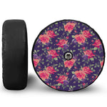 Rose Pansy Floral Flower Pattern Print Tire Cover With Camera Hole