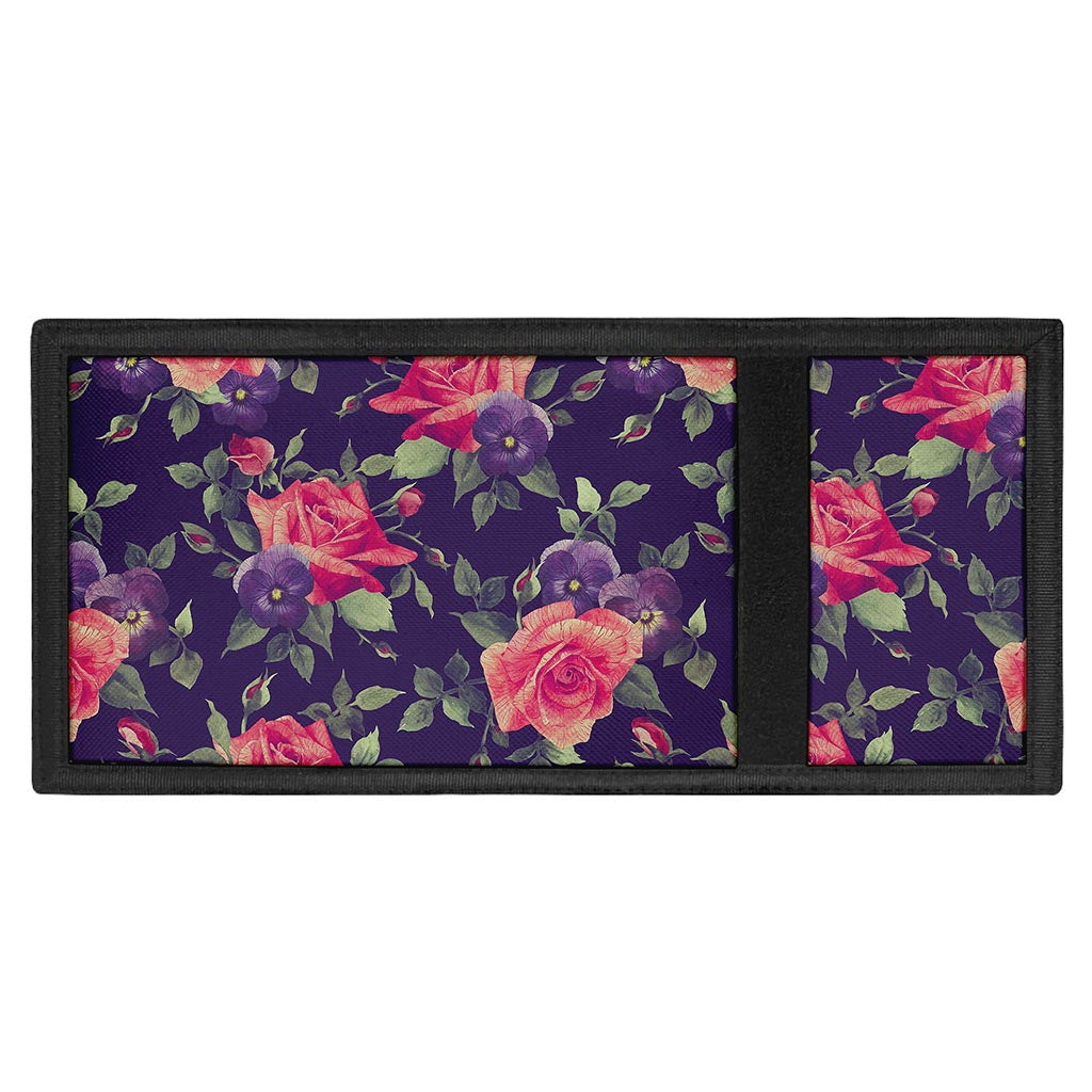 Rose Pansy Floral Flower Pattern Print Trifold Wallet