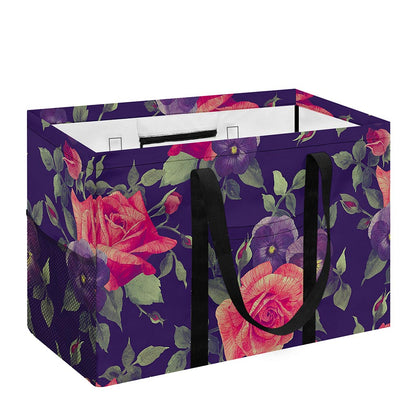 Rose Pansy Floral Flower Pattern Print Utility Tote Bag