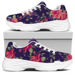 Rose Pansy Floral Flower Pattern Print White Chunky Shoes