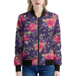 Rose Pansy Floral Flower Pattern Print Women's Bomber Jacket