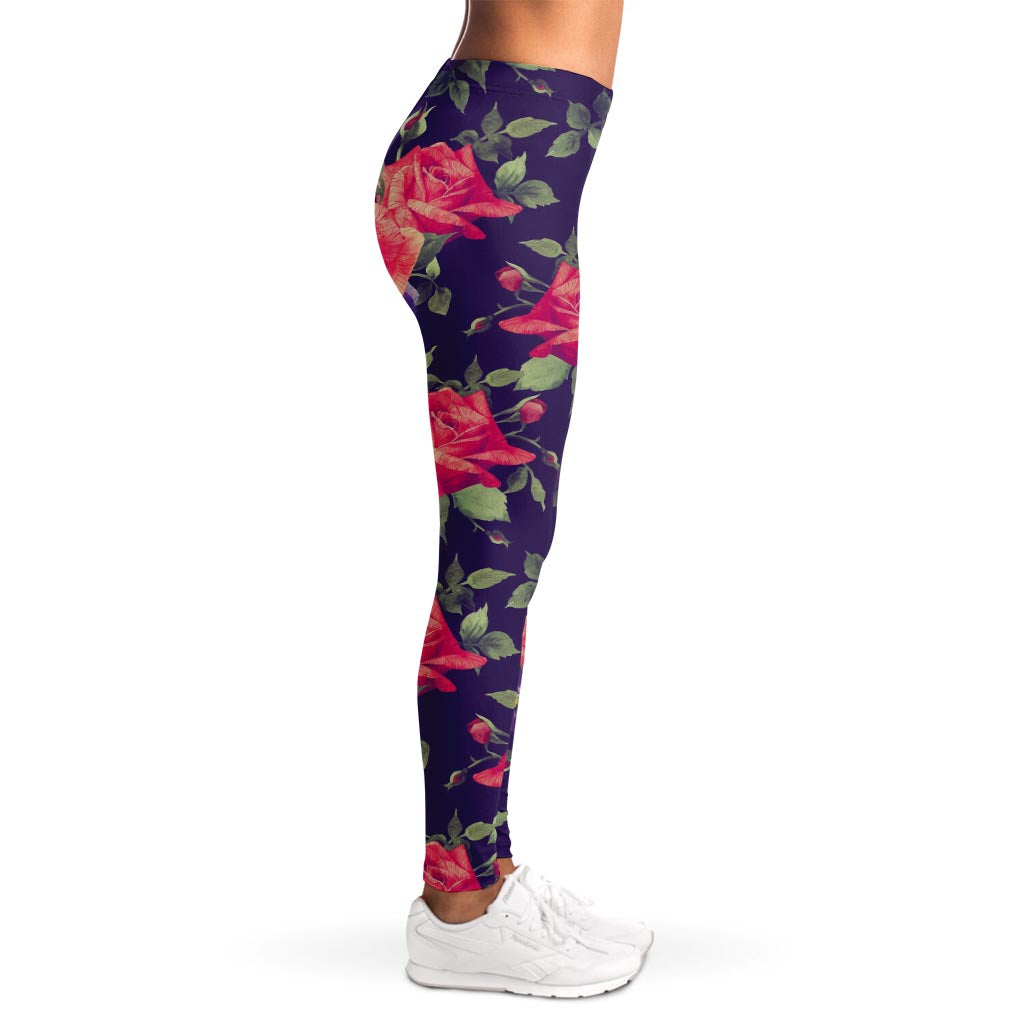 Rose Pansy Floral Flower Pattern Print Women's Leggings
