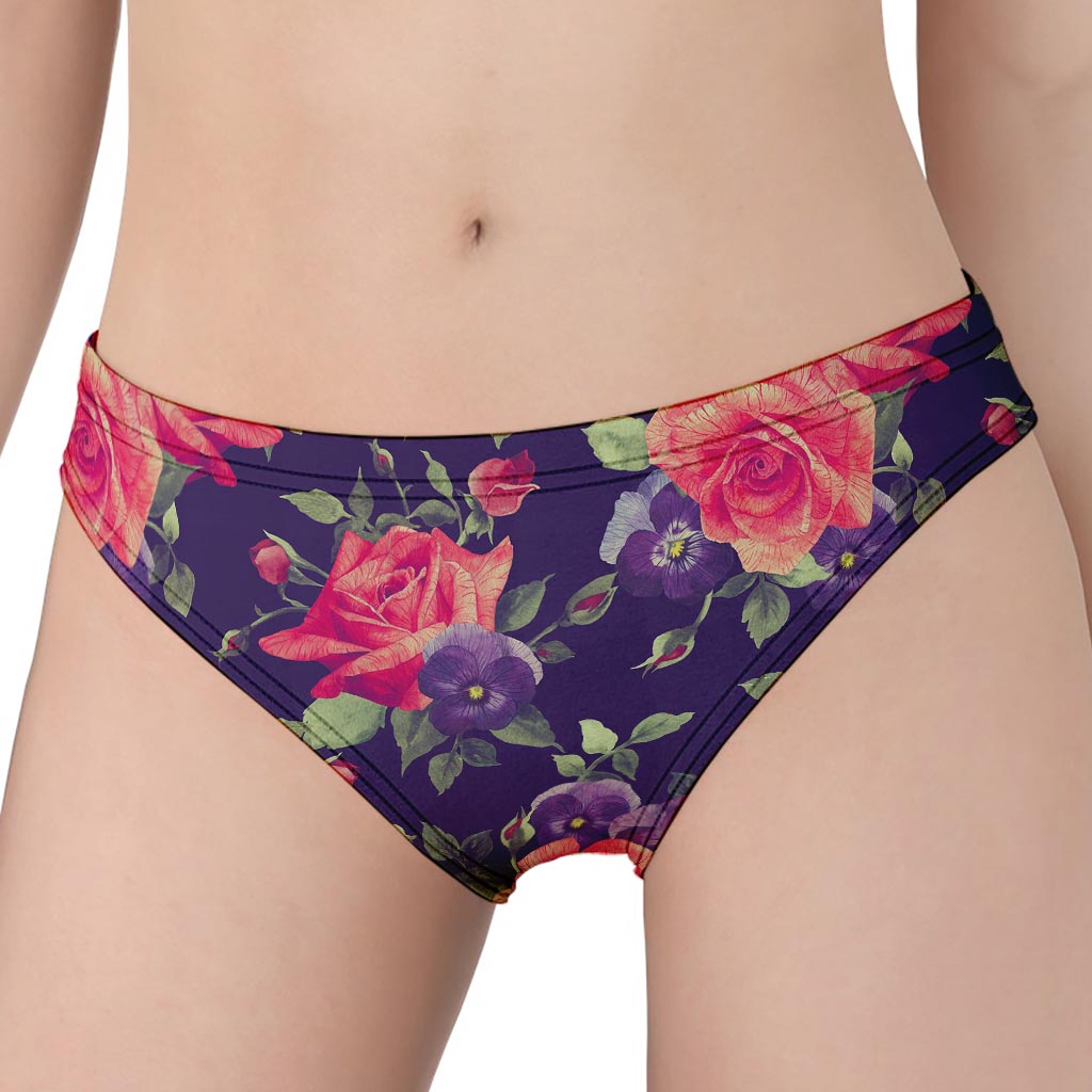 Rose Pansy Floral Flower Pattern Print Women's Panties