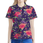Rose Pansy Floral Flower Pattern Print Women's Polo Shirt