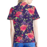 Rose Pansy Floral Flower Pattern Print Women's Polo Shirt