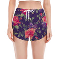 Rose Pansy Floral Flower Pattern Print Women's Split Running Shorts