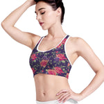 Rose Pansy Floral Flower Pattern Print Women's Sports Bra