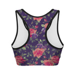 Rose Pansy Floral Flower Pattern Print Women's Sports Bra