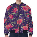 Rose Pansy Floral Flower Pattern Print Zip Sleeve Bomber Jacket