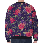Rose Pansy Floral Flower Pattern Print Zip Sleeve Bomber Jacket