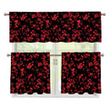 Rose Petals Pattern Print 3 Piece Kitchen Curtains