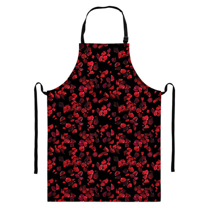 Rose Petals Pattern Print Bib Apron With Pocket