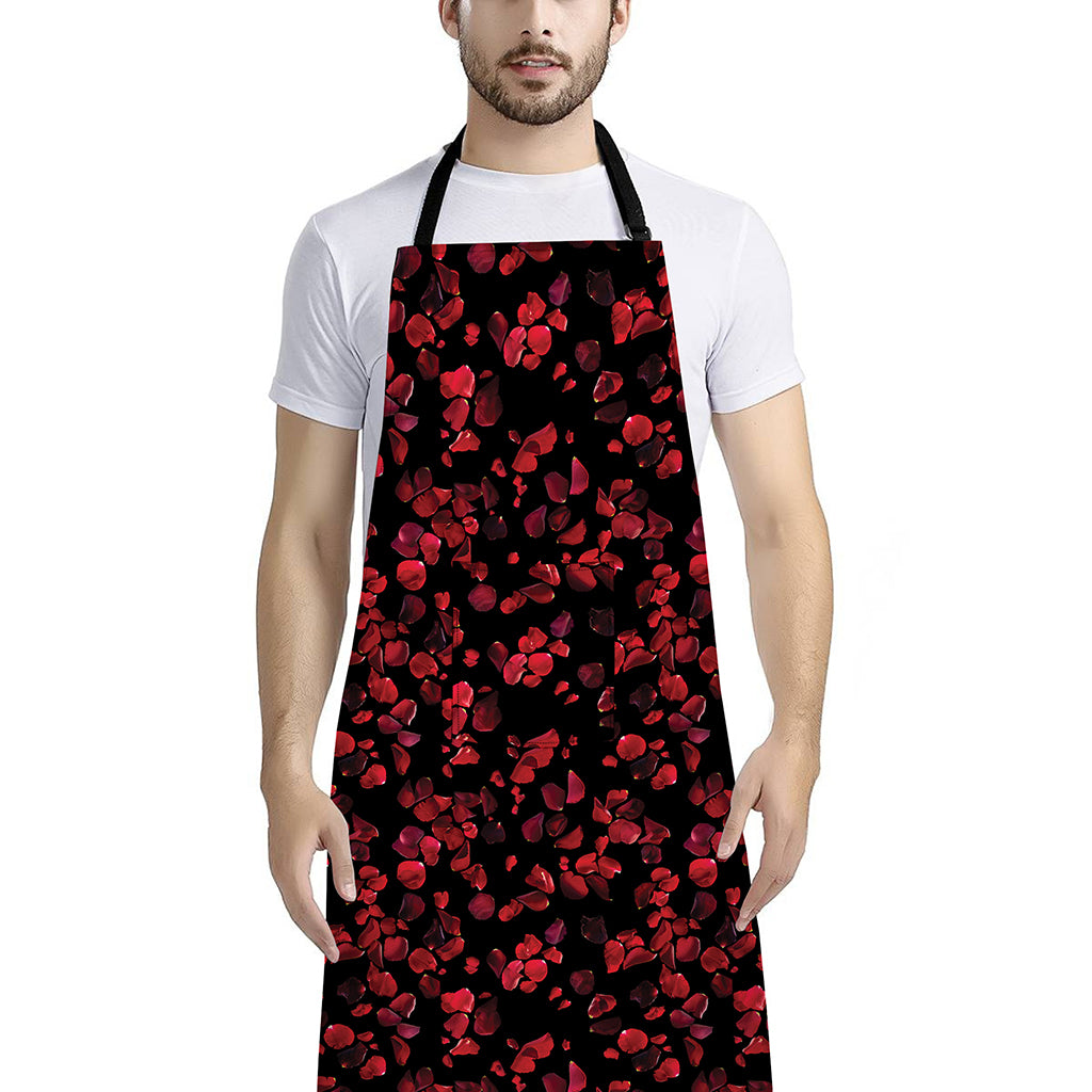 Rose Petals Pattern Print Bib Apron With Pocket