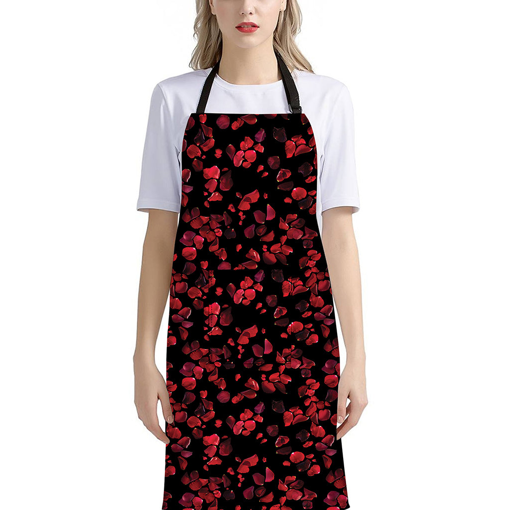 Rose Petals Pattern Print Bib Apron With Pocket