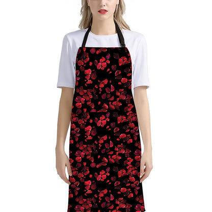 Rose Petals Pattern Print Bib Apron With Pocket
