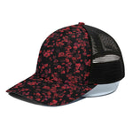 Rose Petals Pattern Print Black Mesh Trucker Cap