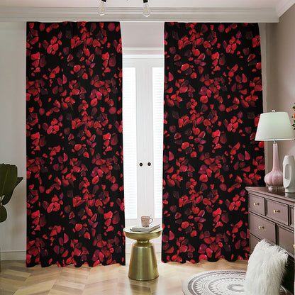 Rose Petals Pattern Print Blackout Pencil Pleat Curtains