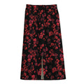 Rose Petals Pattern Print Cotton Front Slit Maxi Skirt