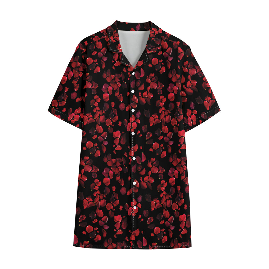 Rose Petals Pattern Print Cotton Hawaiian Shirt