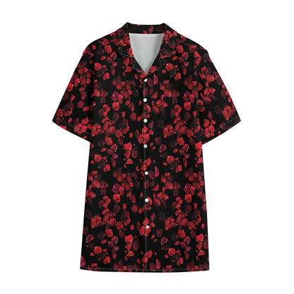 Rose Petals Pattern Print Cotton Hawaiian Shirt