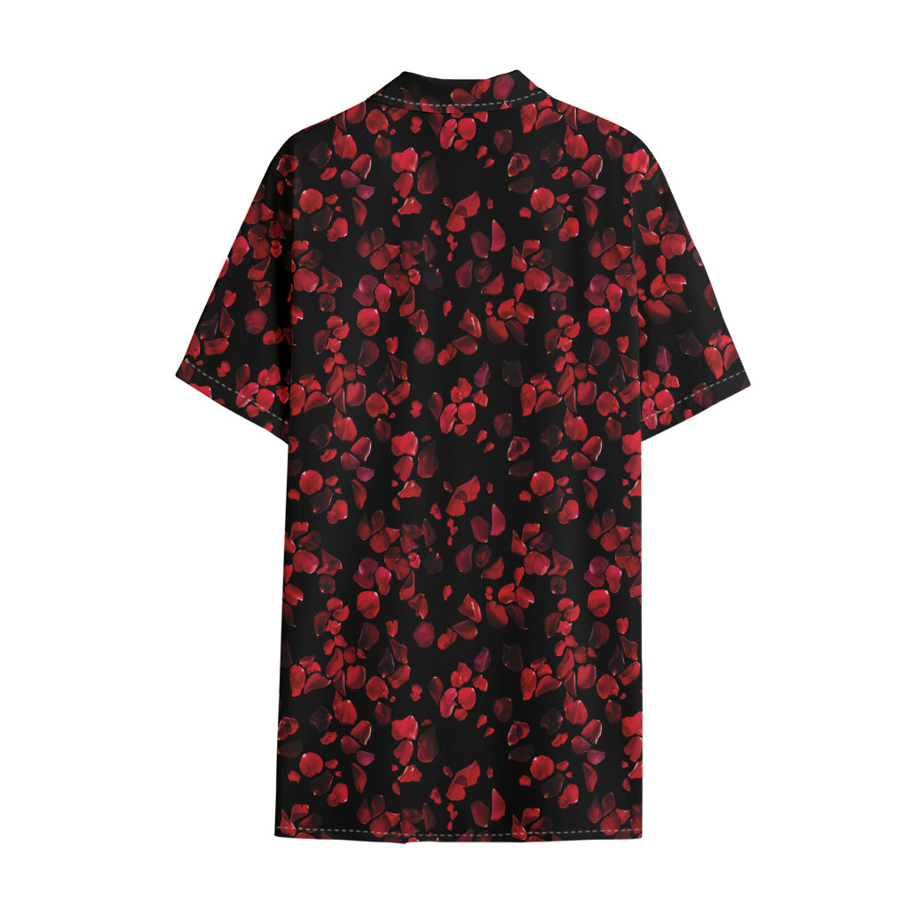 Rose Petals Pattern Print Cotton Hawaiian Shirt