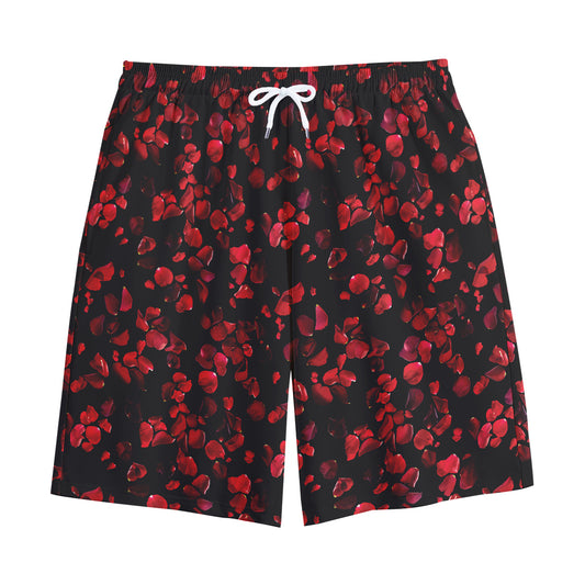 Rose Petals Pattern Print Cotton Shorts