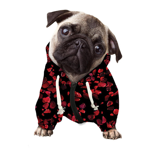 Rose Petals Pattern Print Dog Zip Up Hoodie