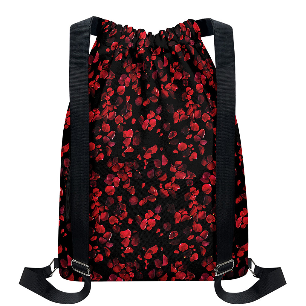 Rose Petals Pattern Print Drawstring Backpack