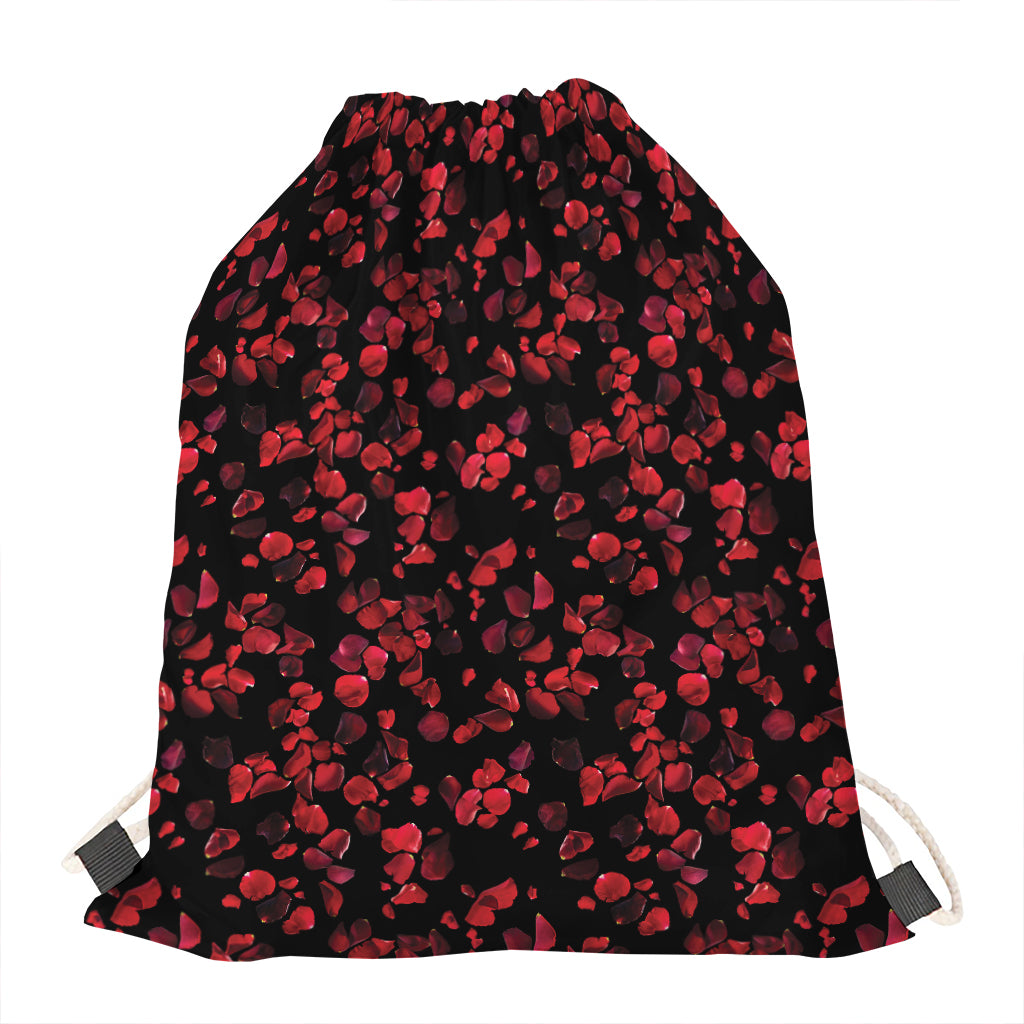 Rose Petals Pattern Print Drawstring Bag