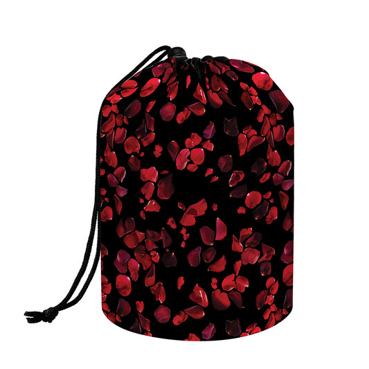 Rose Petals Pattern Print Drawstring Makeup Bag