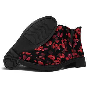 Rose Petals Pattern Print Flat Ankle Boots