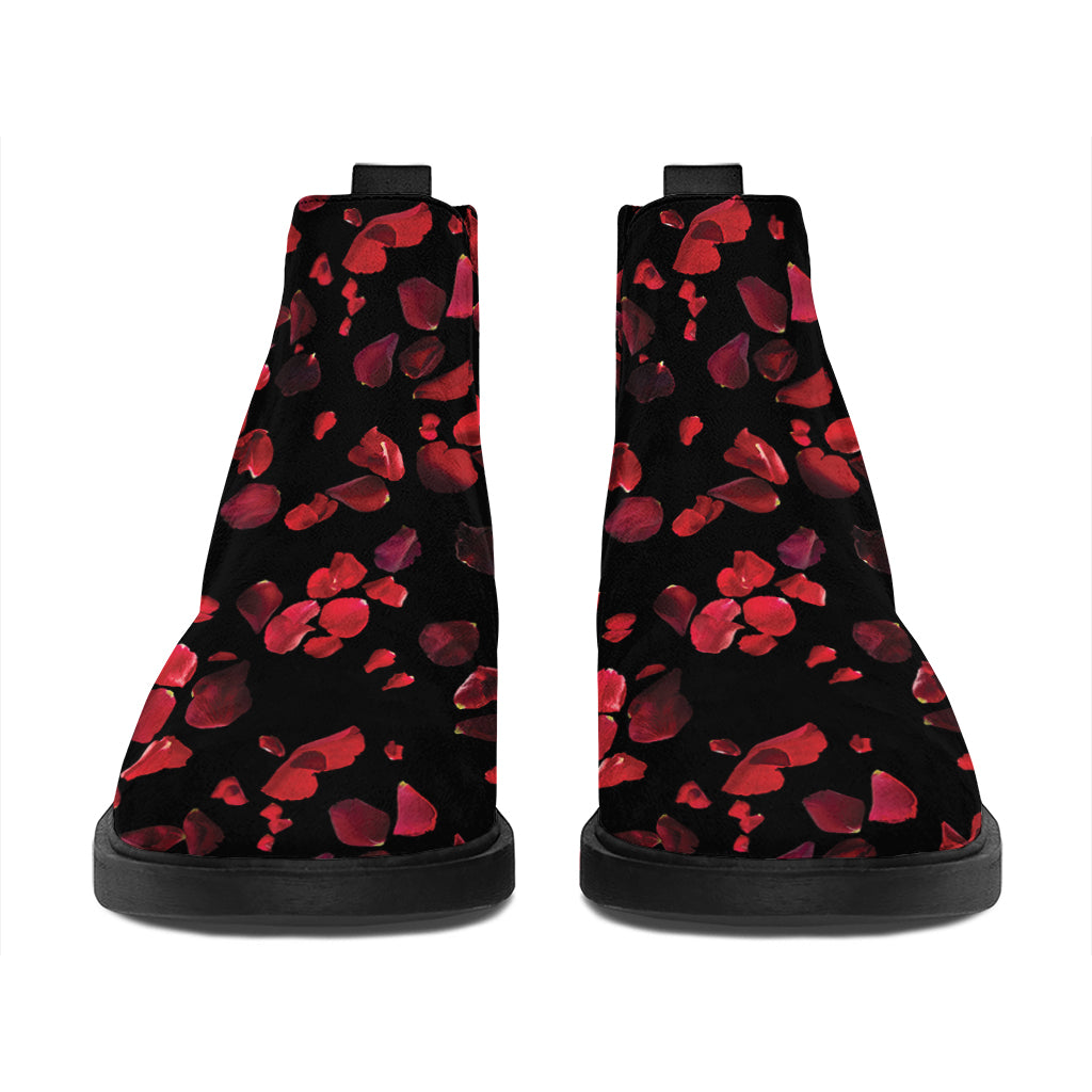 Rose Petals Pattern Print Flat Ankle Boots