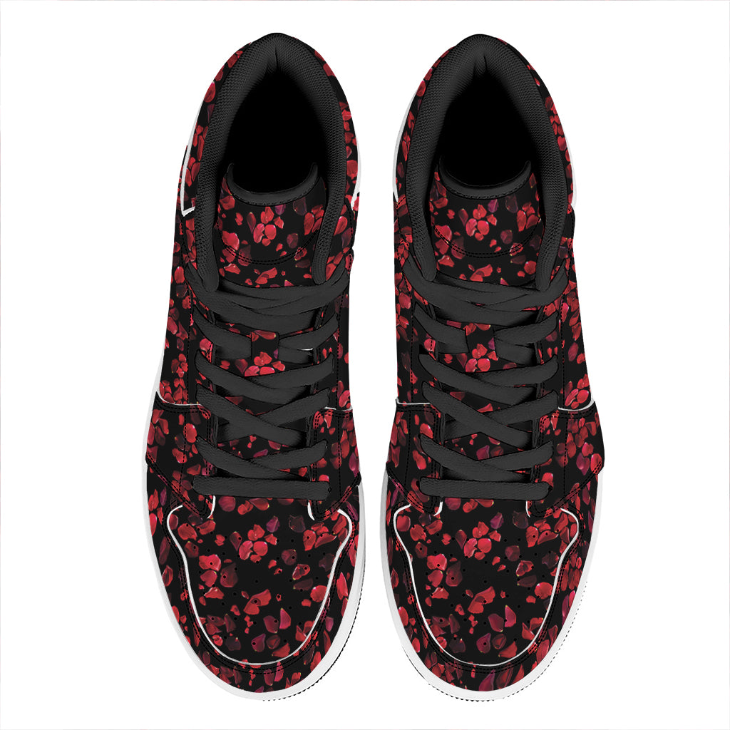 Rose Petals Pattern Print High Top Leather Sneakers