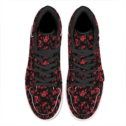 Rose Petals Pattern Print High Top Leather Sneakers